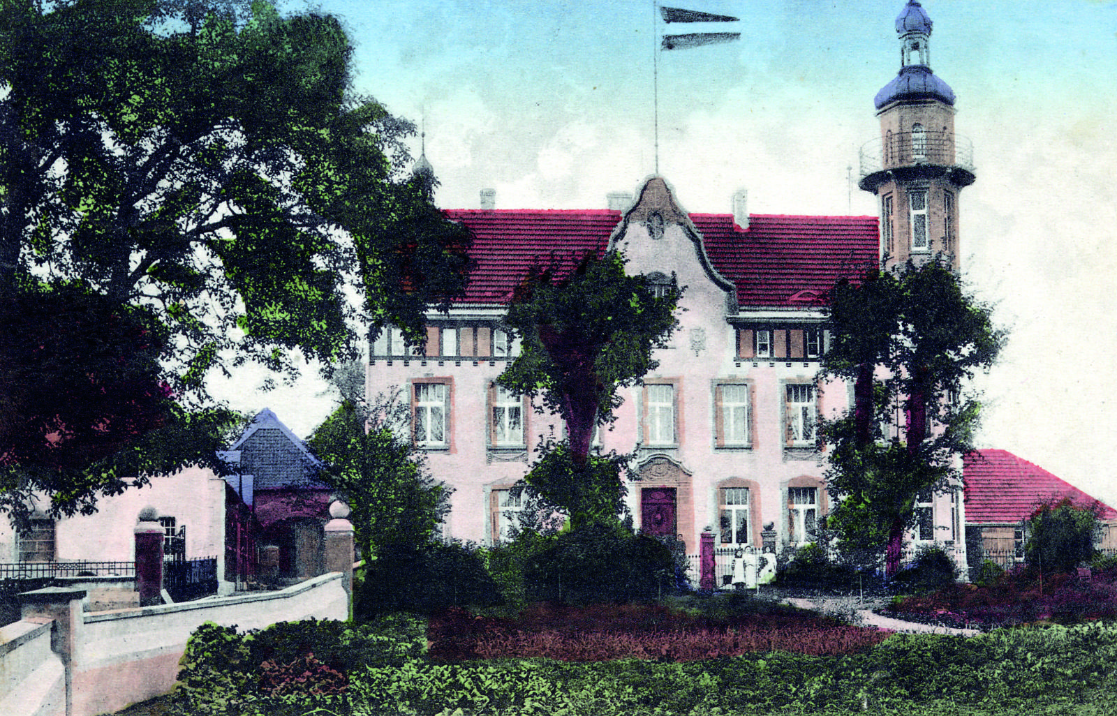 Das neue Schloss Lüttingen colorierte Postkarte um 1910